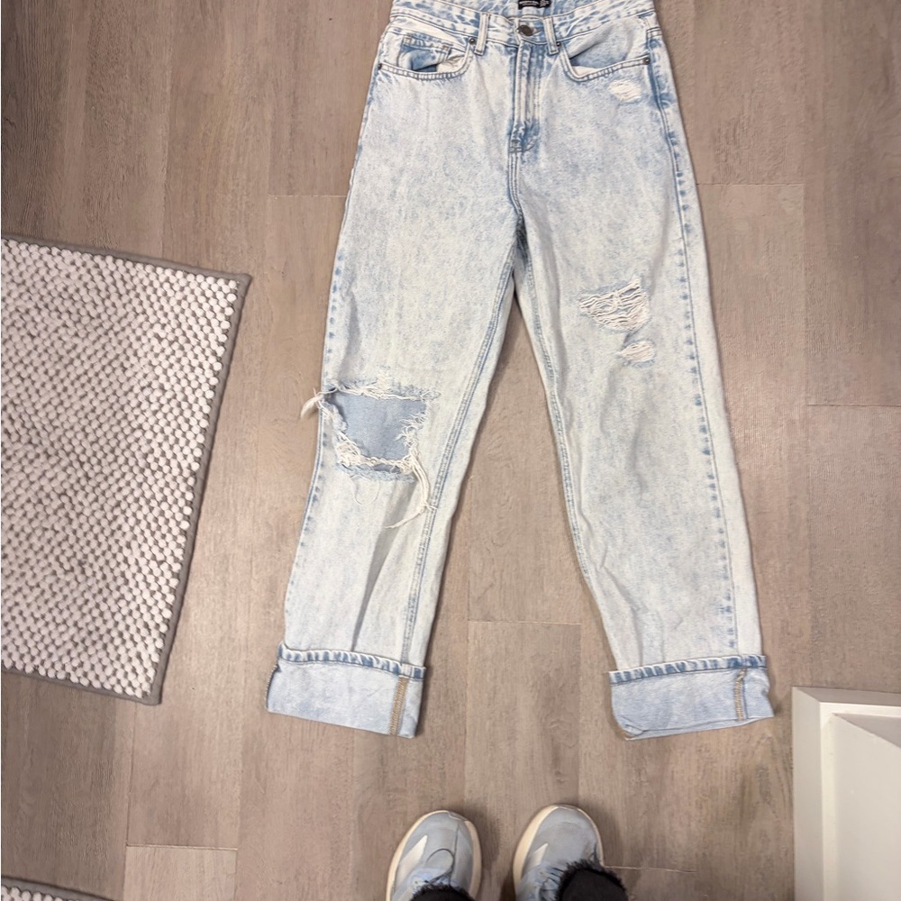 Nasty Gal Light Blue Distressed Boyfriend Jeans
